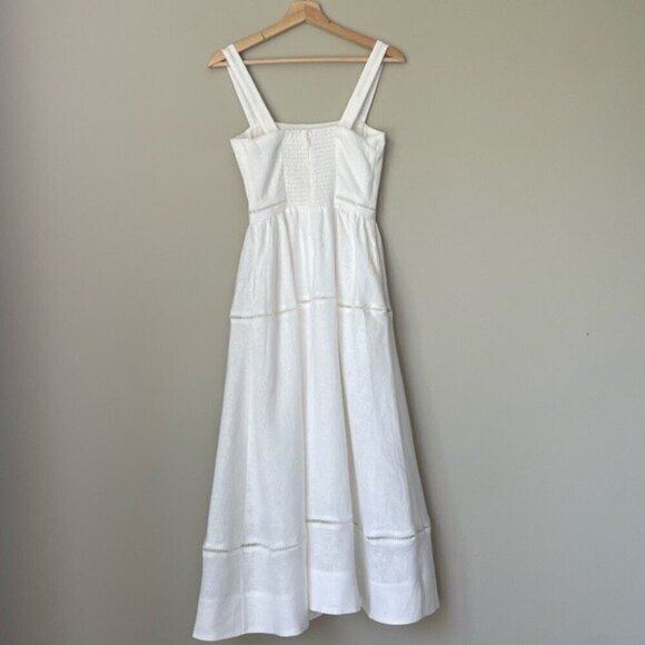 NEW Reformation Everett Linen Midi Dress White | US 2 UK 6 - Picture 9 of 16